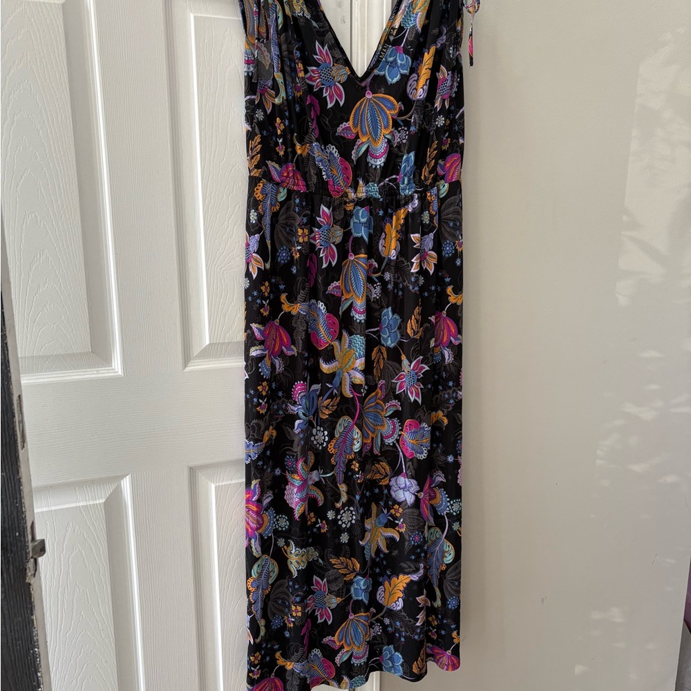 IMAN Black Floral Midi Dress